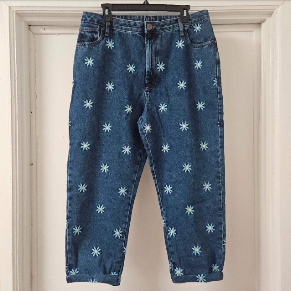 76 LUCY & YAK EMBROIDERED DAISY - MAE DANA MOM JEANS SIZE 34R - Picture 3 of 10
